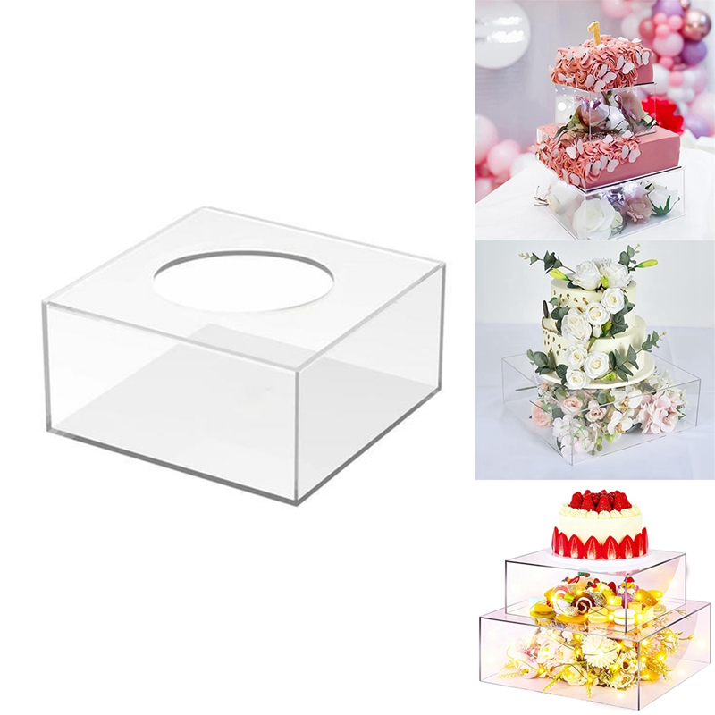 Acrylic Cake Display Board Square Cake Tray DIY Cake Refillable Board Base for Display Wedding Party Birthday