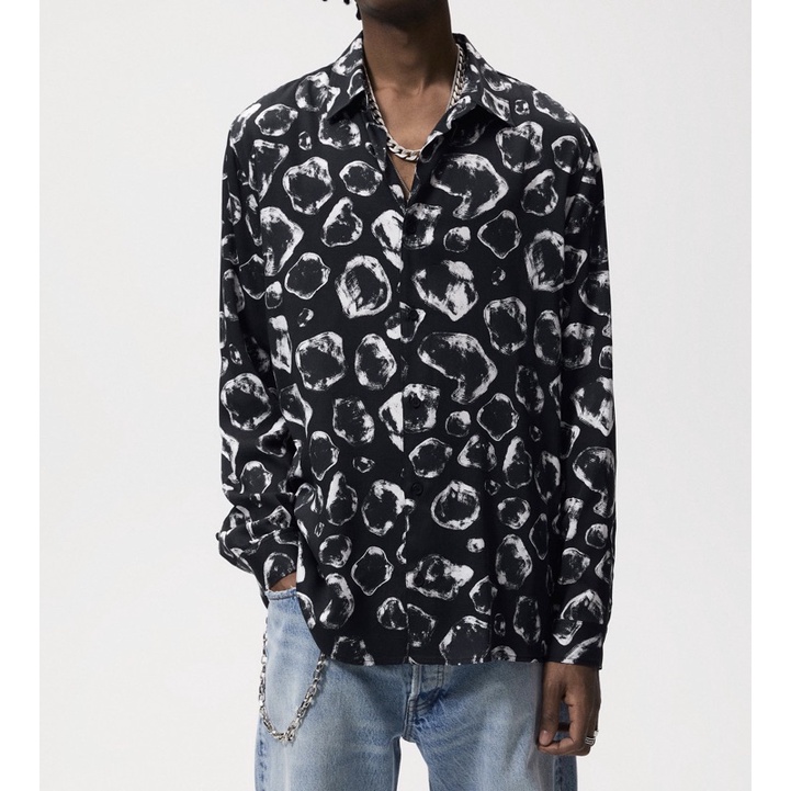 Áo sơ mi dài tay Zara authentic ABSTRACT PRINT size S