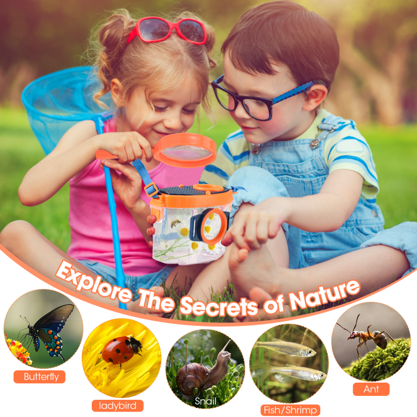 Mug Magnifying Glass Kit, Bug Viewing Box For Kids, Insect Cage Adventure Kit, Bug Viewing Box, Bug Viewer With Bug Trap, Tweezers, Nature Exploration For Kids