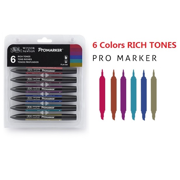 Winsor&Newton 6 colors Promarker design drawing Marker Pen double tips