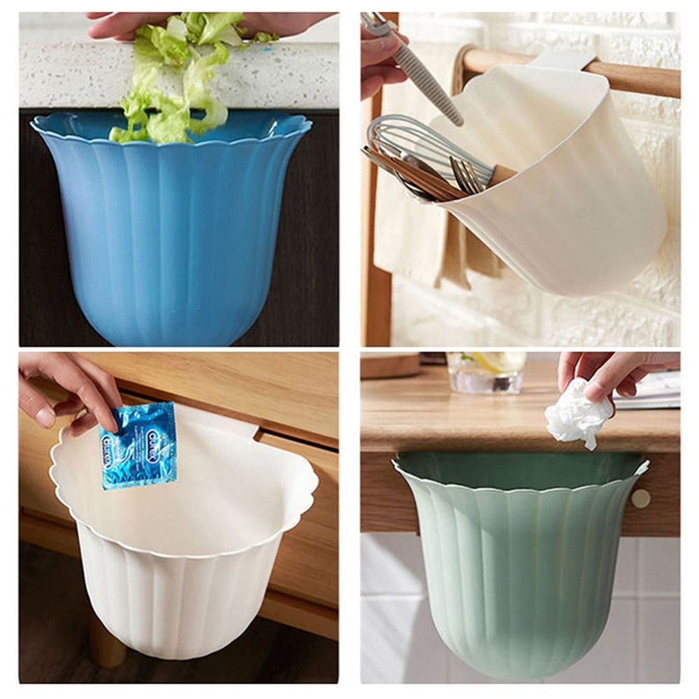 CHARDRUSHRU Door Garbage Bin Wall Mounted Cleaning Tools Waste Bin Storage Bucket Hanging Trash Can Flower Shape