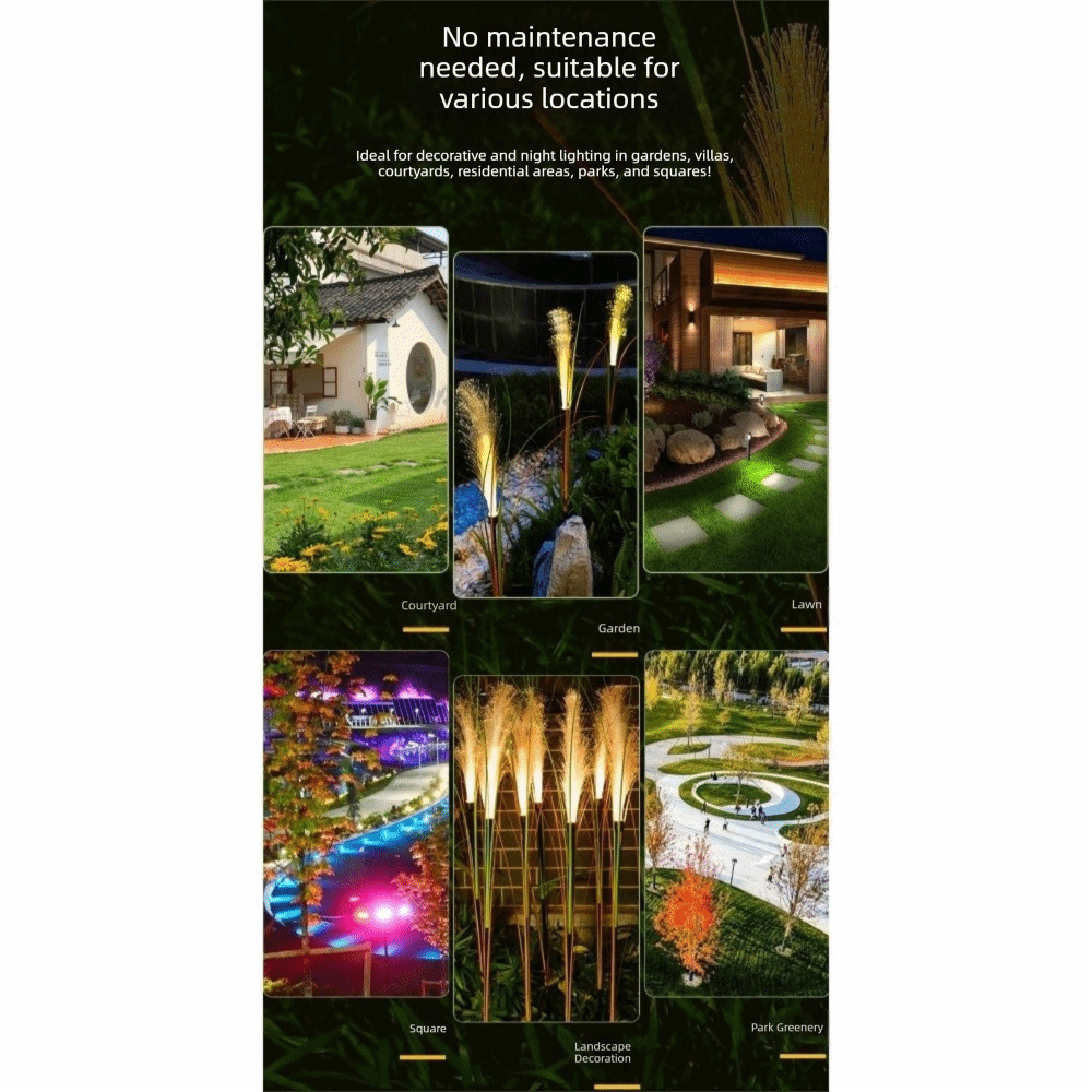 Weatherproof LED Solar Garden Reed Lamp Bulrush Flower Optical Fiber ...