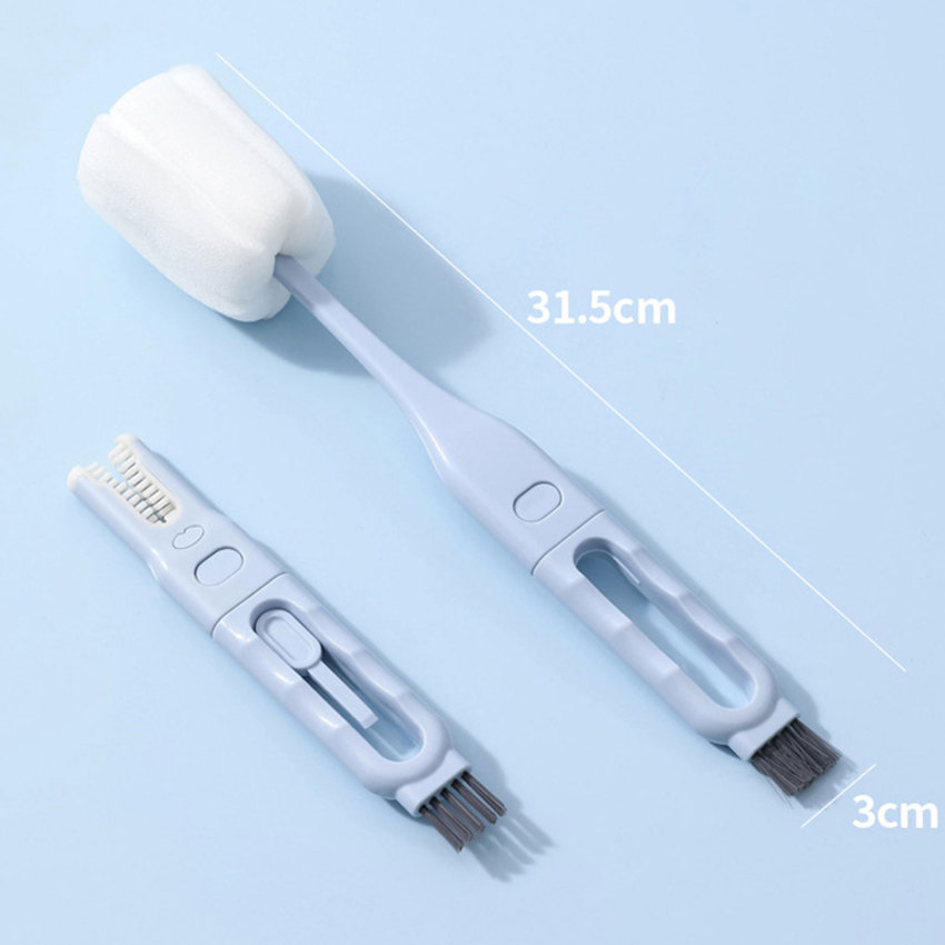 3 in 1 Bottle Cleaning Brush Multifunctional Brush Glass Cup Scrubber Long Handle Water Bottle Cleaner Household Tool