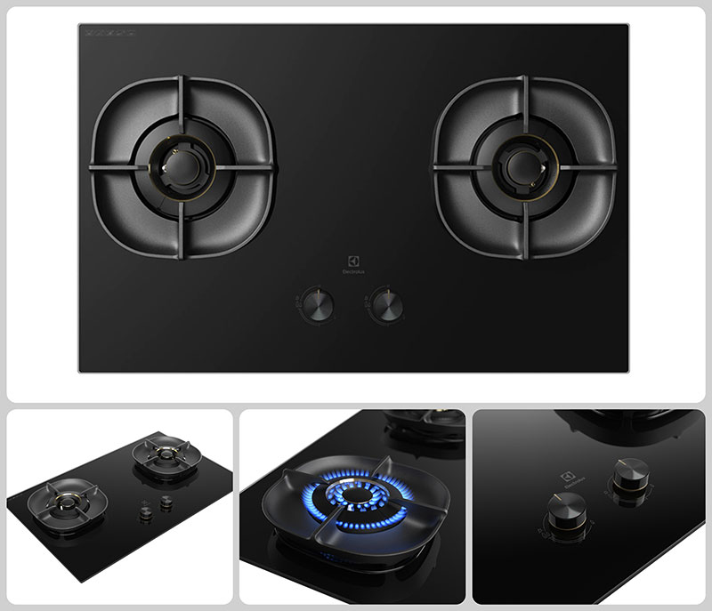 Authentic Electrolux ehg8250bc-original gas stove + ignition: fast battery IC ignition, light-tempered glass-24 months warranty