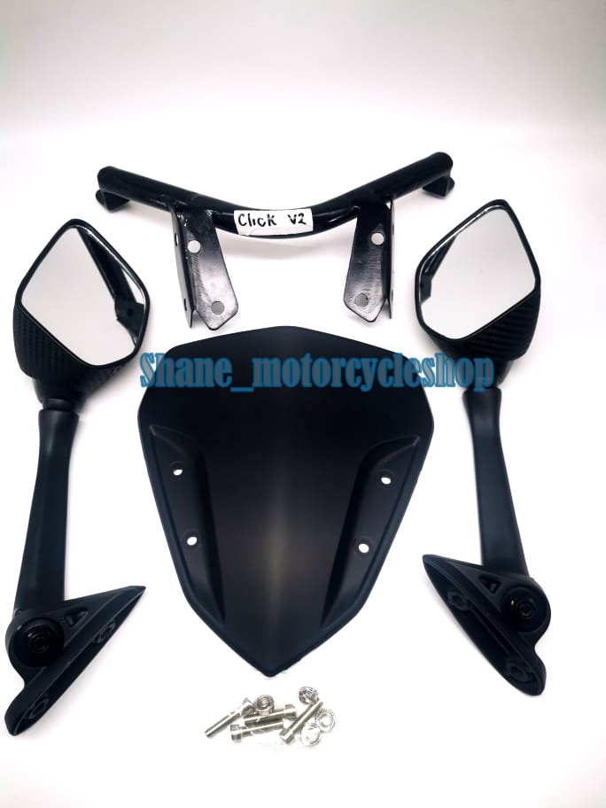 Side Mirror Bracket W/ Visor + Side Mirror (3in1) for Aerox/click v1/v2