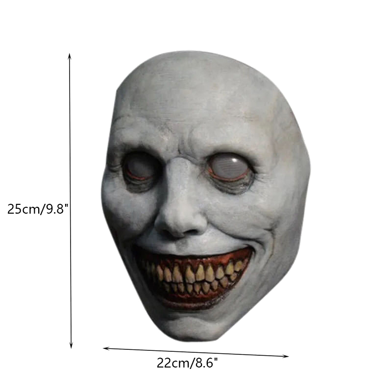 Smile Exorcism Halloween Ghost Mask Festival Bar Masquerade Haunted House Horror Mask Role Play Smile White Face White Eye Mask. 