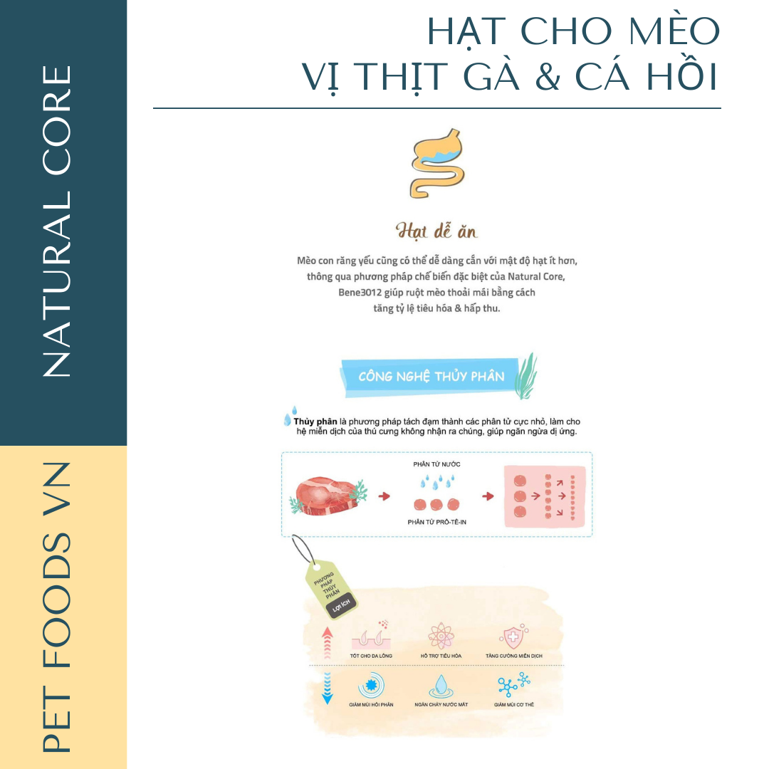 Hạt cho mèo NATURAL CORE CAT C3 Bene 3012 vị Thịt Gà & Cá Hồi