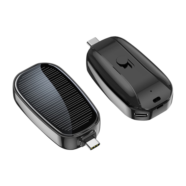 1200mAh Portable Solar Phone Charger Compact Power Bank Mini Keychain Power Bank Small For Phone TYPE-C Emergent Backup Power