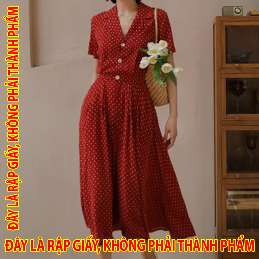 Rập Giấy WW081 - Đầm blazer thắt eo, giả khóa kéo
