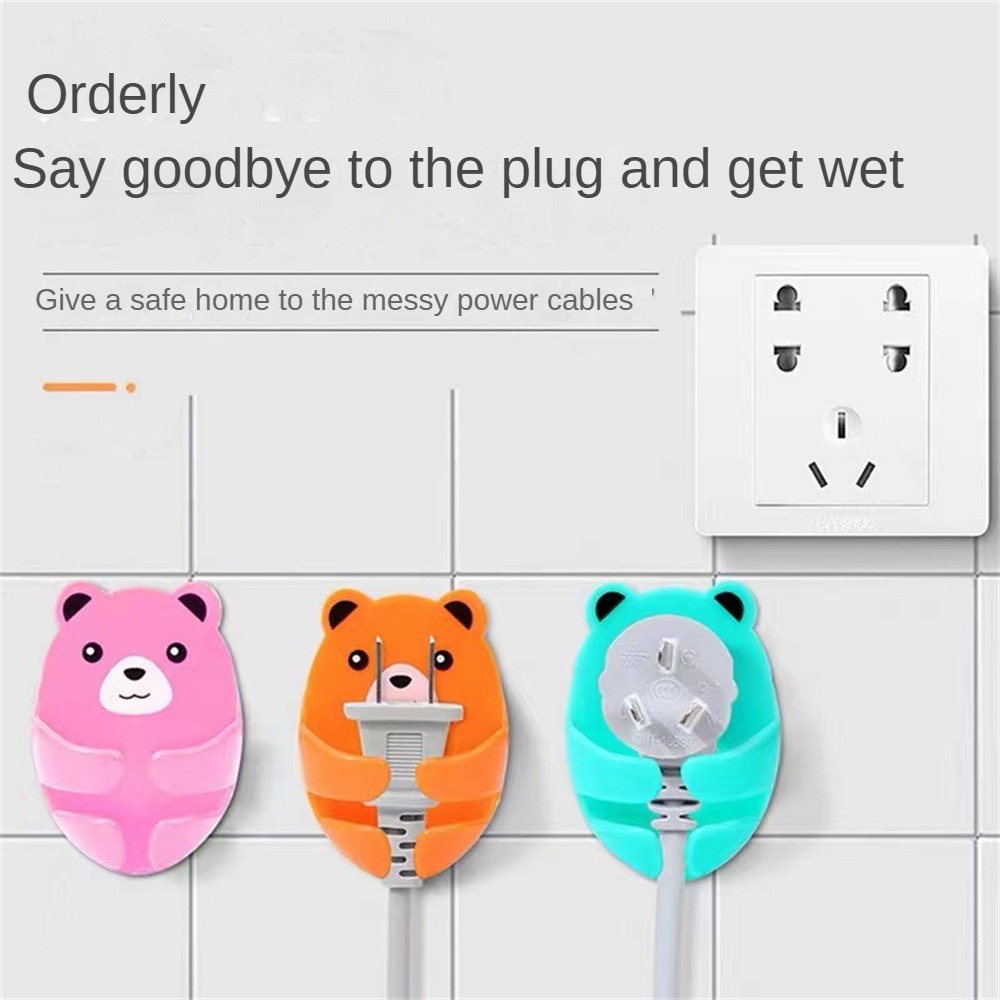 CHIPLY Cartoon Plug Hook Non Punching Hanging Plug Wall Hanging Hook Kitchen Bear Plug Storage Hook Household Adhesive Storage Hook