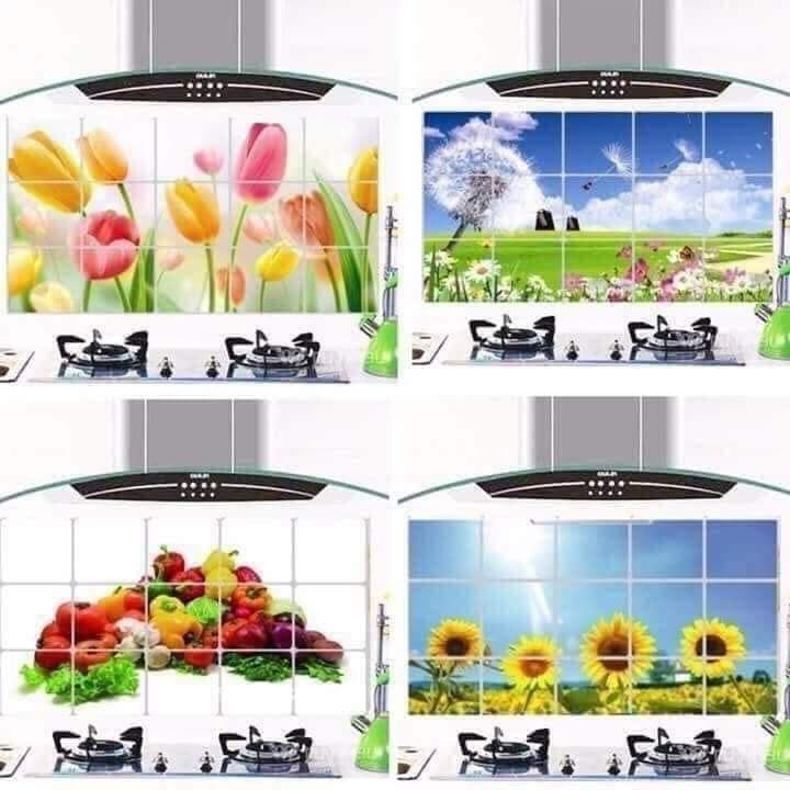 Tranh dán nhà bếp cách nhiệt mẫu mới(giao màu ngẫu nhiên)
