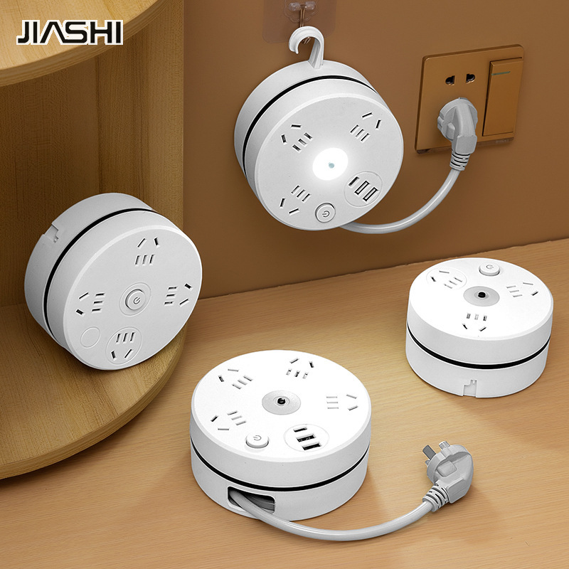 Jiashi stowable Hàng cắm với dây đa chức năng Ổ cắm hộ gia đình Ổ cắm điện với chuyển đổi với sạc USB chuyển đổi vòng
