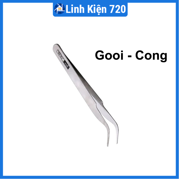 Bộ 2 nhíp gắp linh kiện điện tử Gooi ( 1 cong - 1 thẳng )