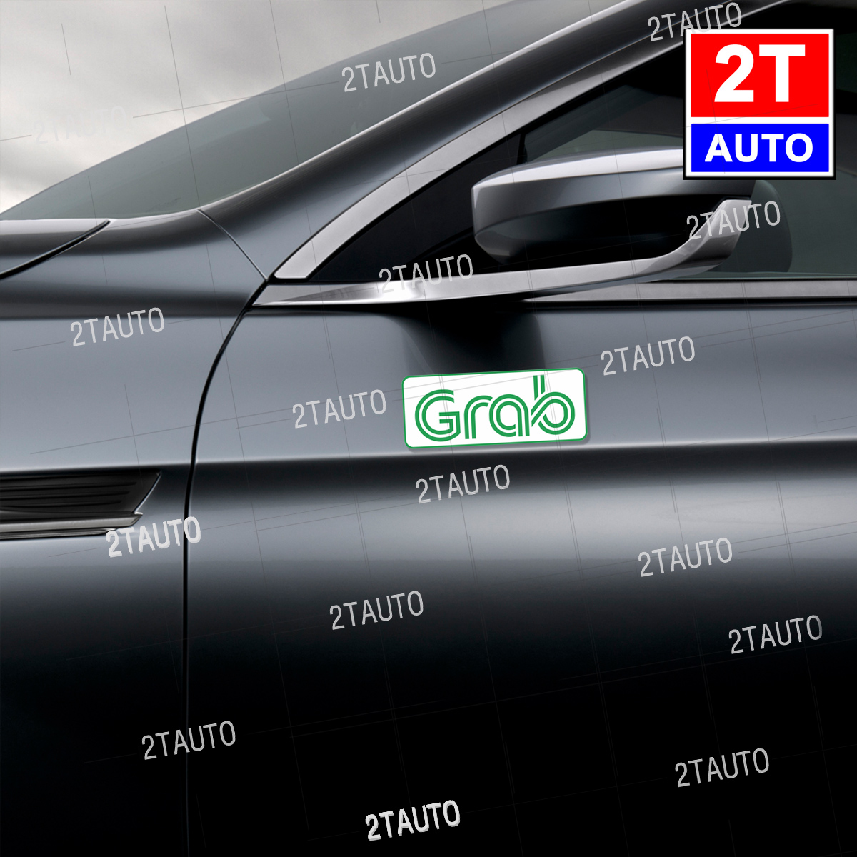 01 tem decal logo grab tem dán ô tô sticker trang trí cho xe hợp đồng, xe taxi, decal tem xe grab, grab food chống nước