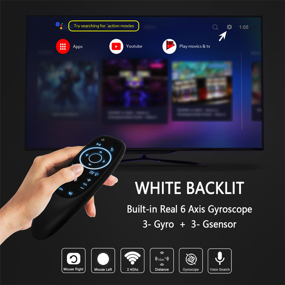 G10s Fly Air Mouse Mini Remote Control G10 Wireless 2.4GHz For Android T V Box With Voice Control For Gyroscope Sensing Game