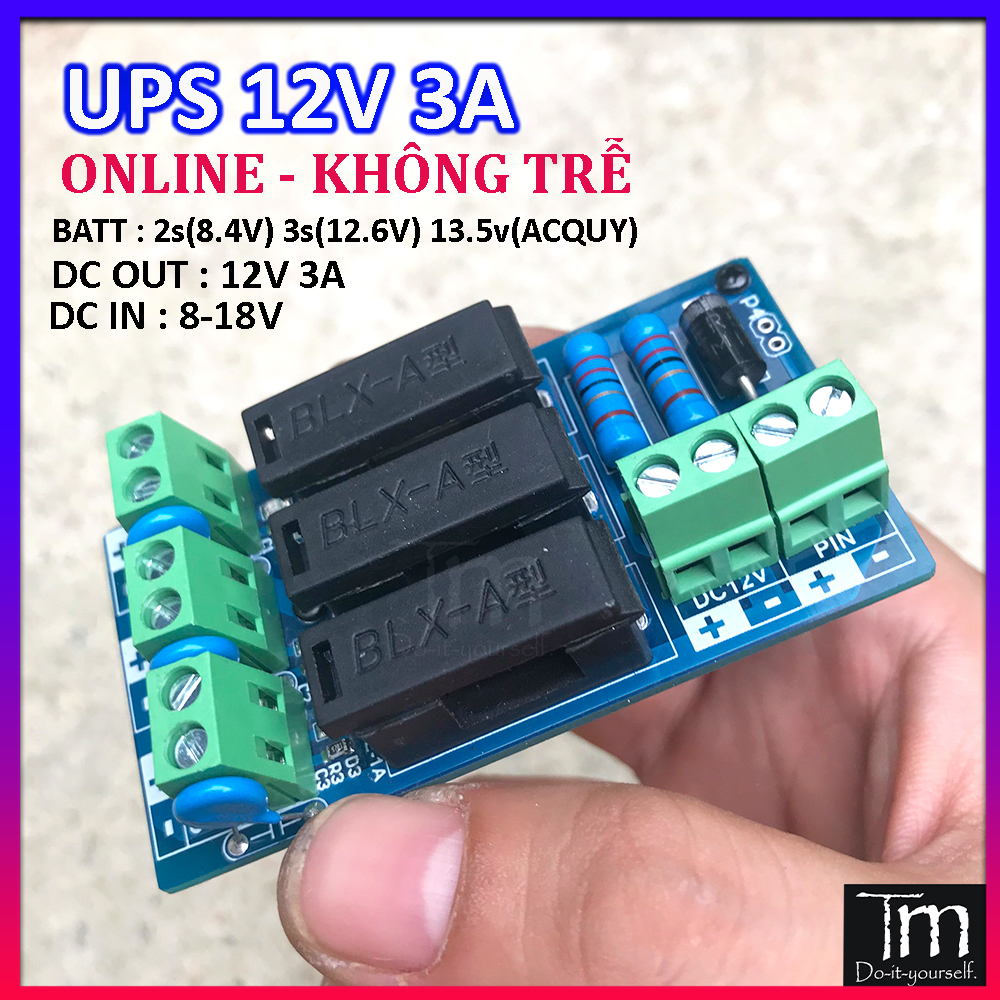 Mạch Điều Khiển Lưu Điện UPS DC 12V 3A Ổn Áp Đầu Ra