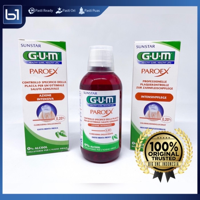 GUM PAROEX MOUTH RINSE Non Alkohol 300 ml, Obat Kumur Gusi Sensitif