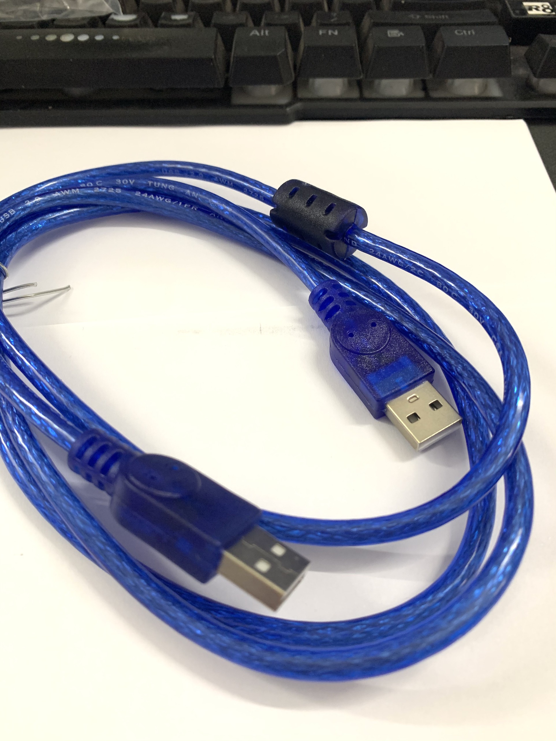 Cáp 2 Đầu USB Đực có chống nhiễu (Xanh) dài 1.5M