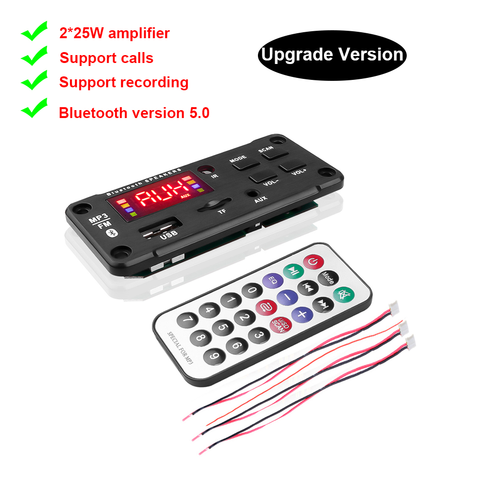 HLINKEY Bộ Khuếch Đại 50W Tích Hợp Bảng Giải Mã Âm Thanh Bluetooth 5.0 Màu LCD Mô-đun Giải Mã Phát AUX MP3 USB TF Radio Micrô Rảnh Tay Ghi Âm Cuộc Gọi Điều Khiển Từ Xa