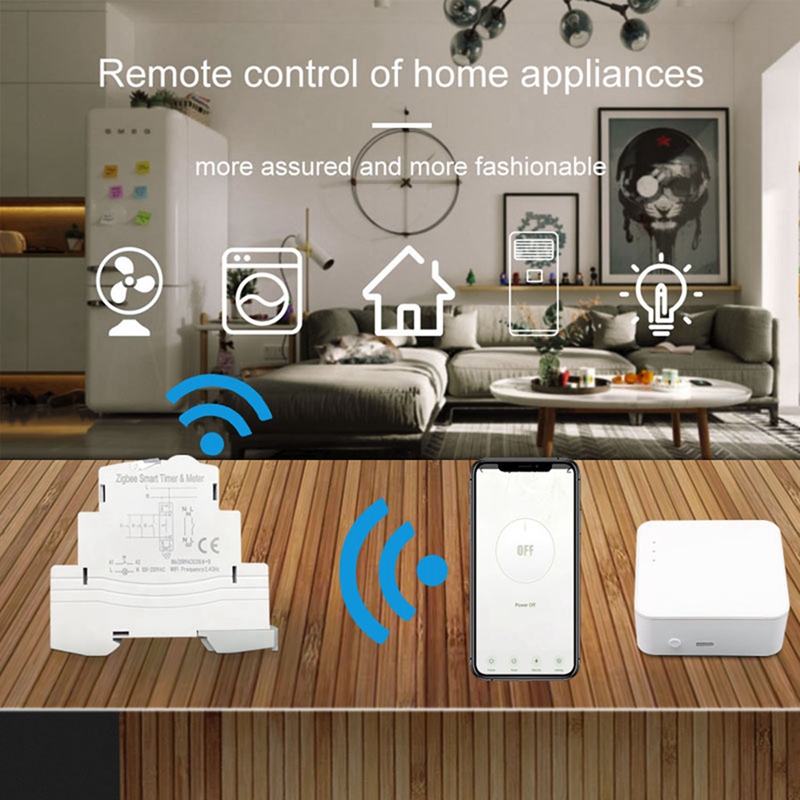 ATMS 1602Z Smart Switch 16A Din Rail 1P Remote Control Timing Switch Smart Wireless Switch 220V Timing Switch