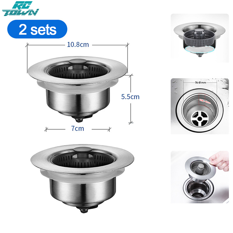 Kitchen Sink Drain Strainer With Portable Handle Stainless Steel Sink Drain Strainer Rust-proof Scratch-resistant Sink Stopper