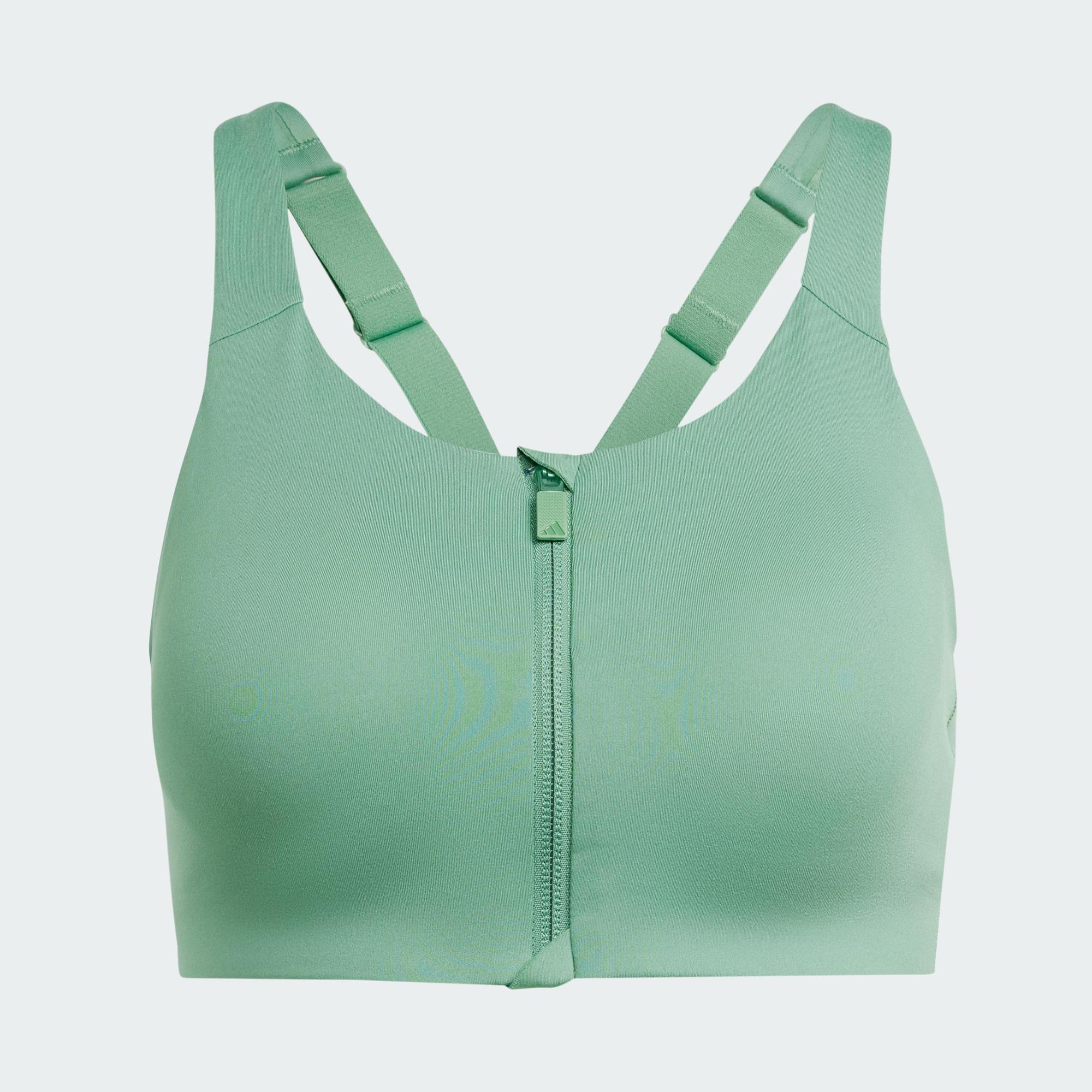 Adidas tập luyện áo bra khóa kéo high support luxe impact tlrd nữ màu xanh lá it6655