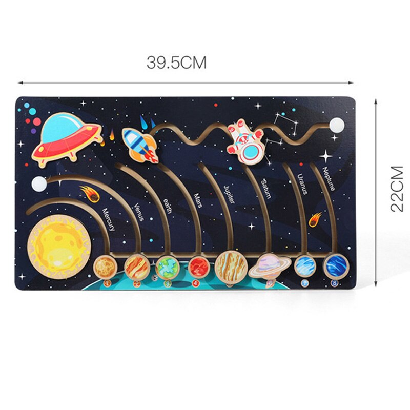 Wooden Solar System Maze Board Baby Early Educational Toys Montessori Eight Planet Matching Puzzle Game Sensory Learning Toys