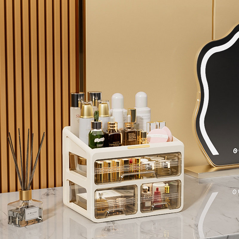 Drawer-type cosmetics storage box student dormitory desktop large-capacity skin care products mask lipstick plastic storage rack
