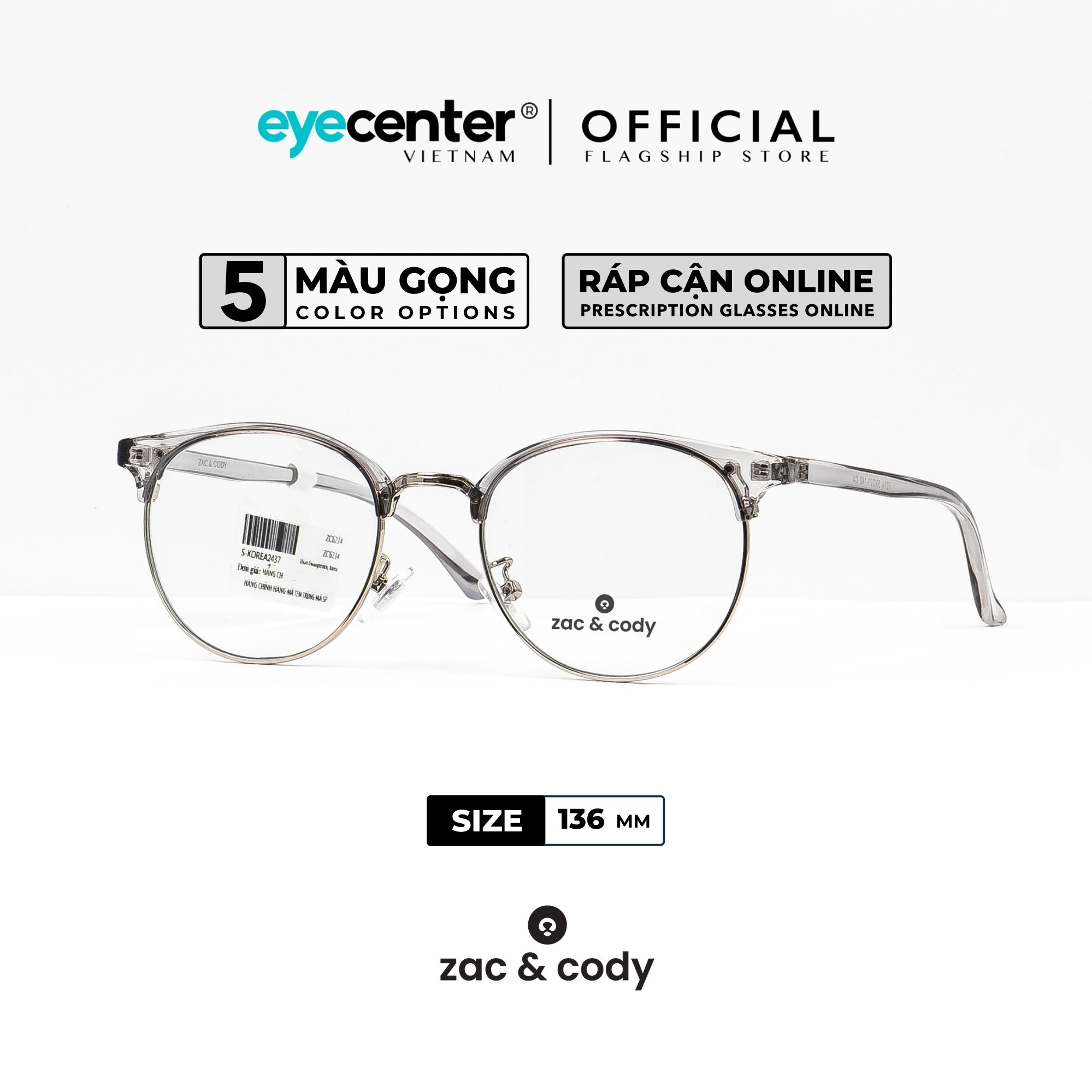 Gọng kính cận nam nữ chính hãng ZAC & CODY C35 nhựa dẻo siêu nhẹ chống gãy nhập khẩu by Eye Center Vietnam