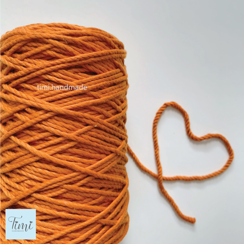 Dây thừng macrame cotton màu CAM CHÁY size 3mm/5mm mềm mịn