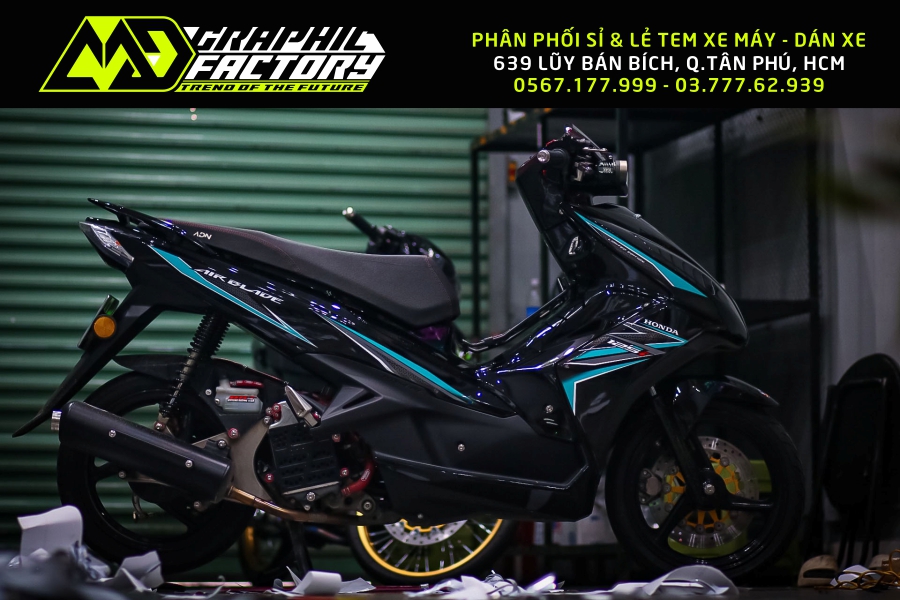 Tem rời airblade ab 125 2020 xe đen - mẫu chỉ xanh ngọc siêu hot 2023