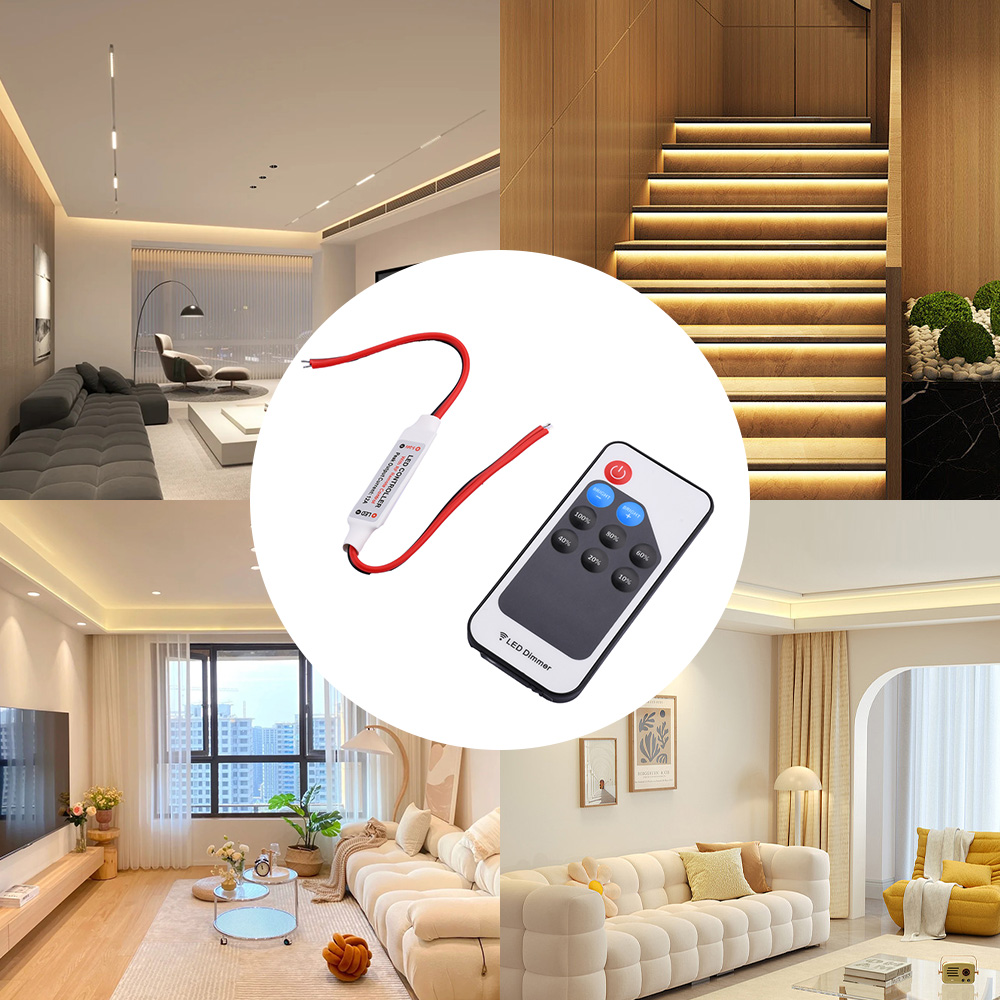 【Ready Stock】PANTHON RF Dimmer Controller for LED Strip Lights DC5V 12V 24V Dimmer Controller Brightness & Effect RF Wireless Remote LED Dimmer