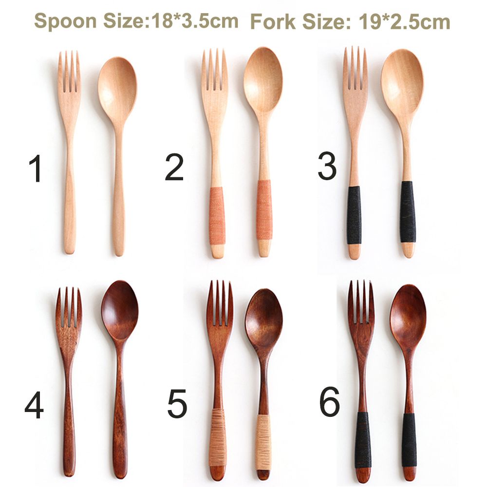 Wooden%20Natural%20Soups%20Cereal%20Utensil%20Kitchen%20Supplies%20Spoon%20Dinnerware%20Sets%20Tableware%20Fork%20-%20Image%202