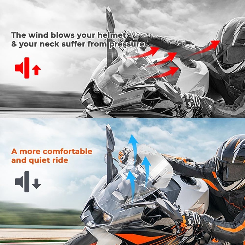 Universal Motorcycle Adjustable Windshield Extension - Fits for (Clear) Parts Accessories