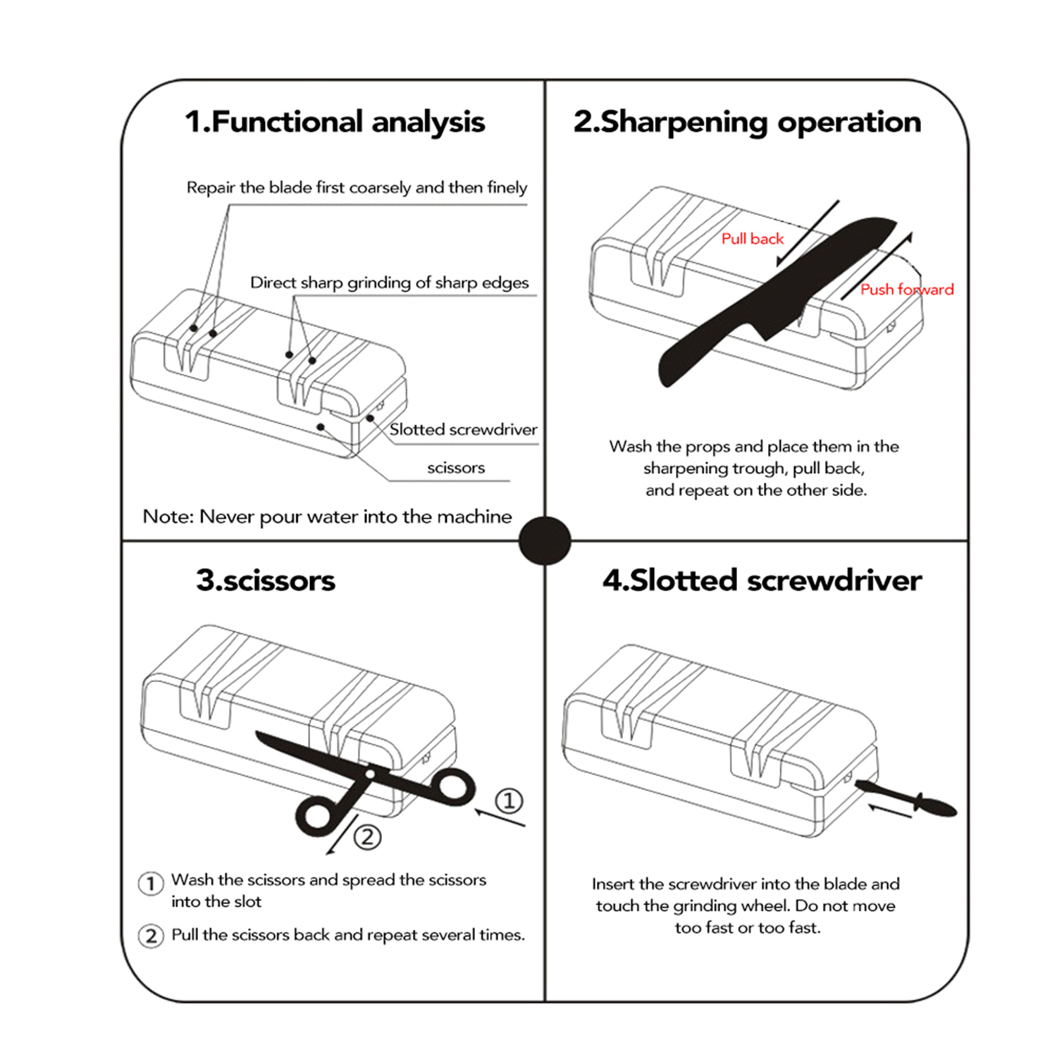 Professional Electric Knife Sharpener Multifunctional Automatic Cut Sharpeners with 15-Degree Bevel Crude and Fine Grooves for Straight Serrated Knives Scissors Kitchen Cutter Grinder With 3 Replaceable Sanding Wheel and Clean Brush