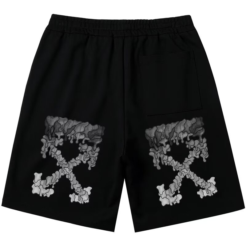 MOLAN Men's High Street shorts Arrow print casual shorts Loose oversize quarter pants