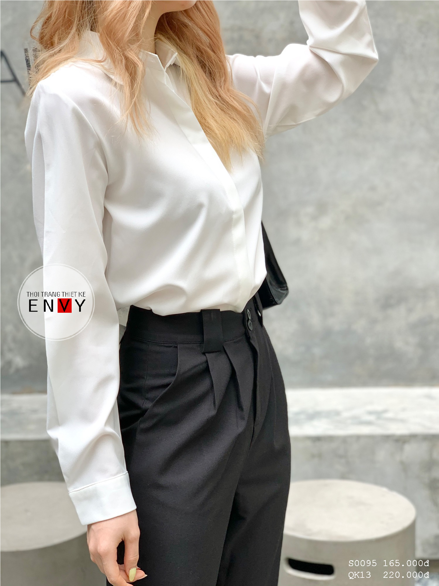 Sơ mi nữ truyền thống ENVY - S0095 Áo Sơ Mi Chất Lụa Mềm Mịn