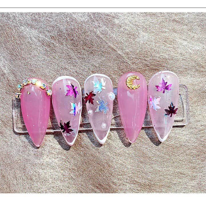 Set lá phong trang trí đồ nail - Sáng lấp lánh