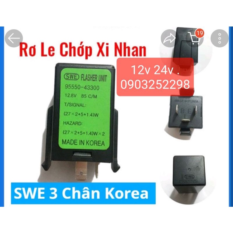 Rơ le nháy, rơ le chớp 3 chân cho các loại xe tải xịn korea 12v 24v