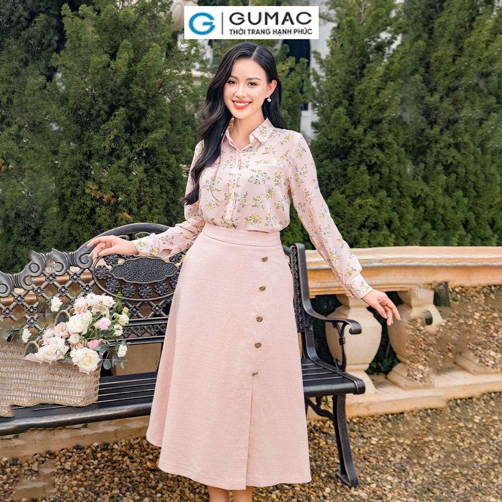 [25 - 29.6 |Voucher 10-14%] Váy xòe xẻ đính nút VD11049 thời trang GUMAC
