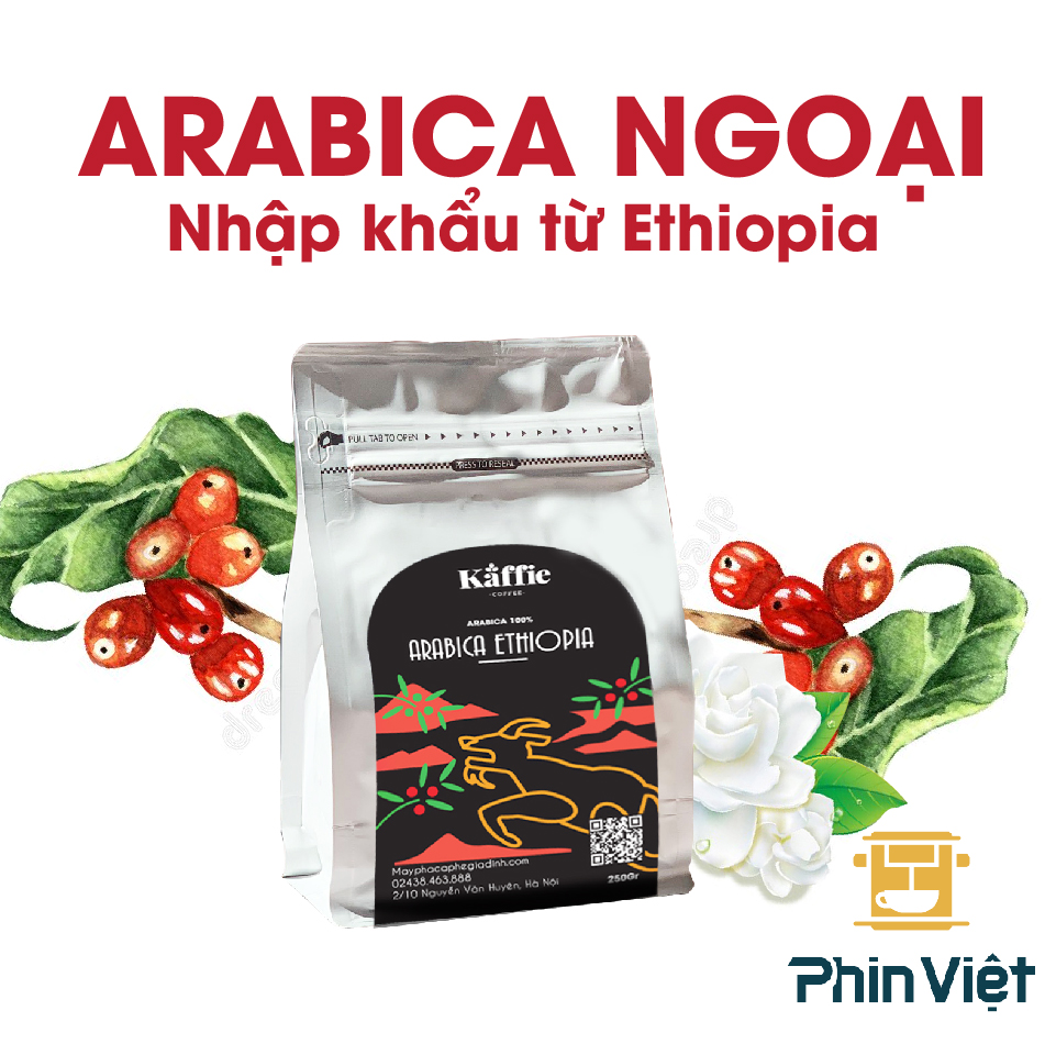 Cà phê hạt Kaffie Arabica Ethiopia - Cà phê nguyên chất rang mộc