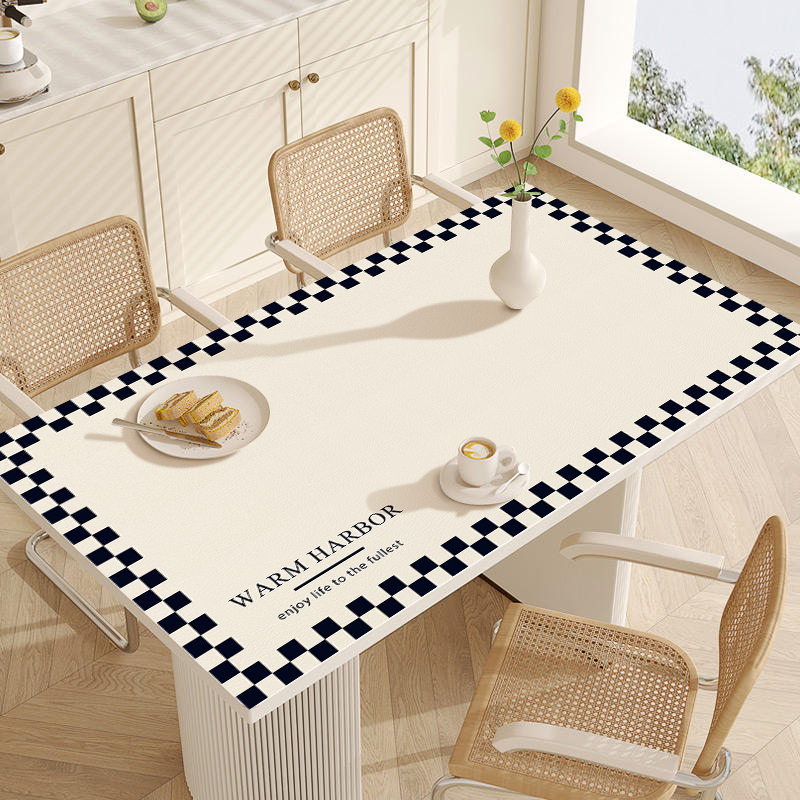 Leather Tablecloth Waterproof Oil-Proof PVC Table Cloth Stain-Resistant Wipeable Rectangle or Square Table Cover