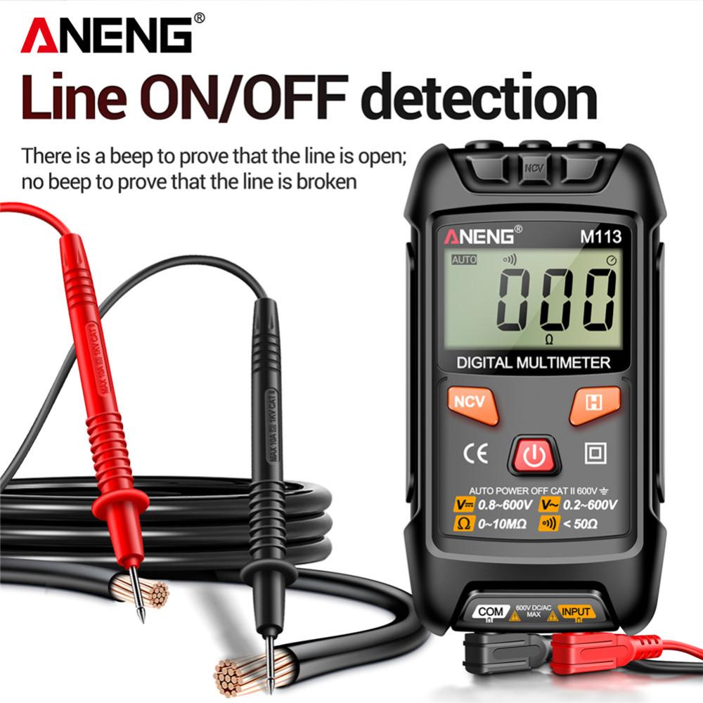 【Aneng】Máy kiểm tra máy đo vạn năng Mini kỹ thuật số Đồng hồ vạn năng thông minh LCD AC/DC Đồng hồ đo dòng điện điện áp với lưu dữ liệu NCV cho thợ điện