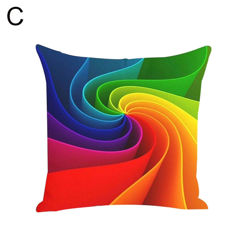 Rainbow Abstract Pattern Square Throw Pillow Case Cushion Cover Sofa Bed Decor