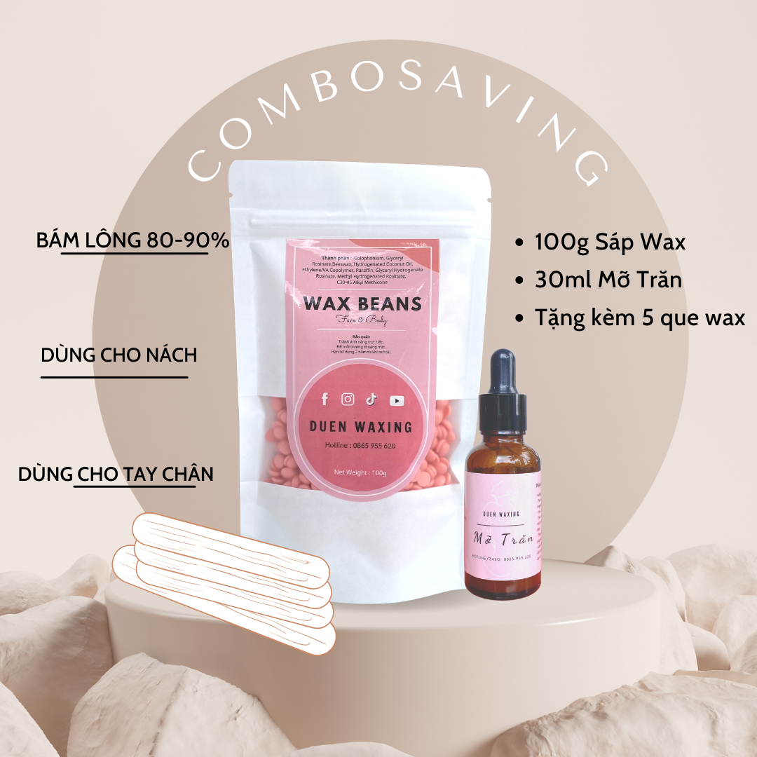 SÁP WAX LÔNG NHẬP KHẨU WAX BEANS (tặng kèm que wax)
