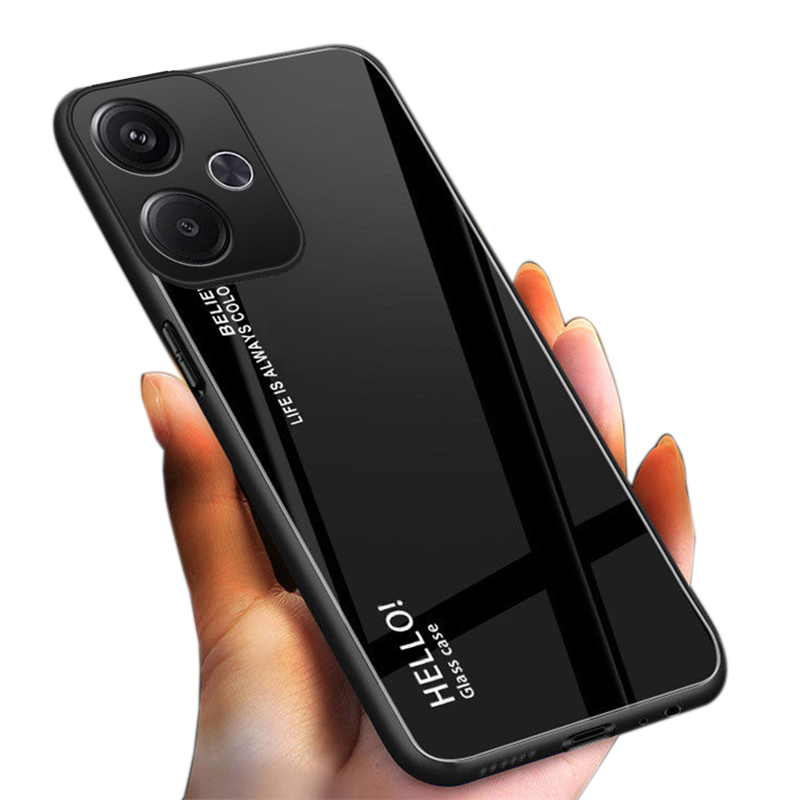 For Xiaomi Poco M6 Case Gradient Mirror Tempered Glass Protector Hard For Xiaomi Poco M6 4G Back Cover Phone Cases.