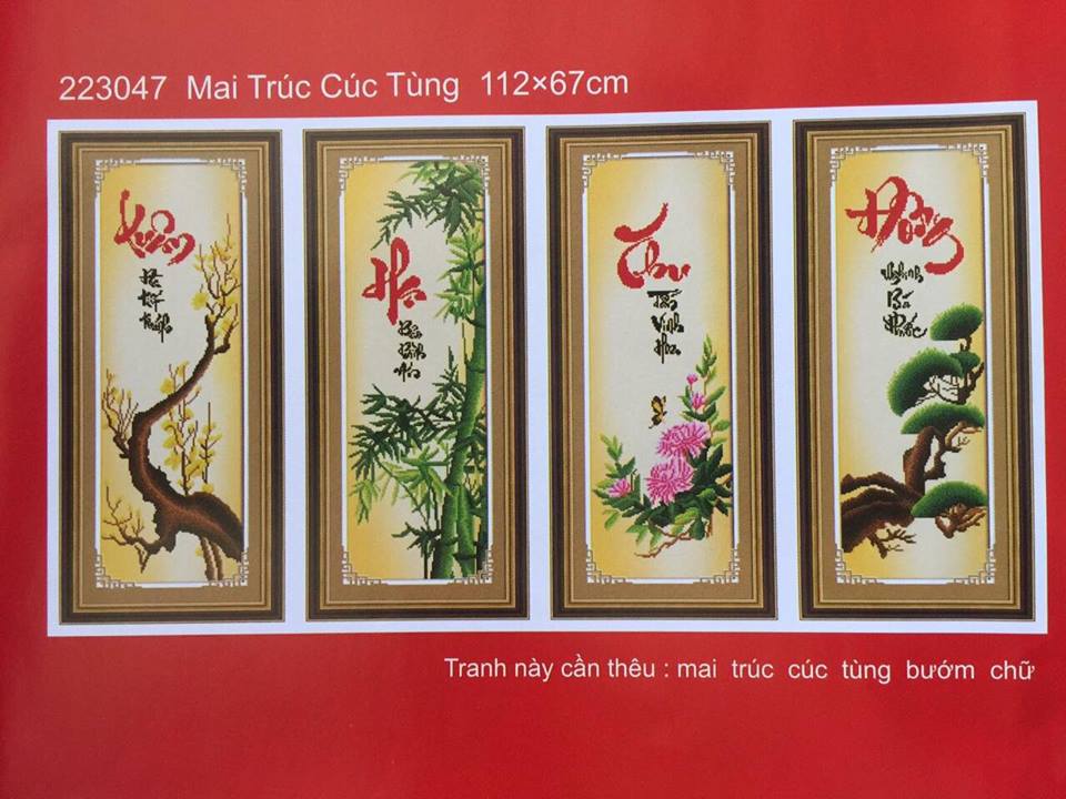 Tranh thêu chữ thập tứ quý Xuân hạ thu đông 223047
