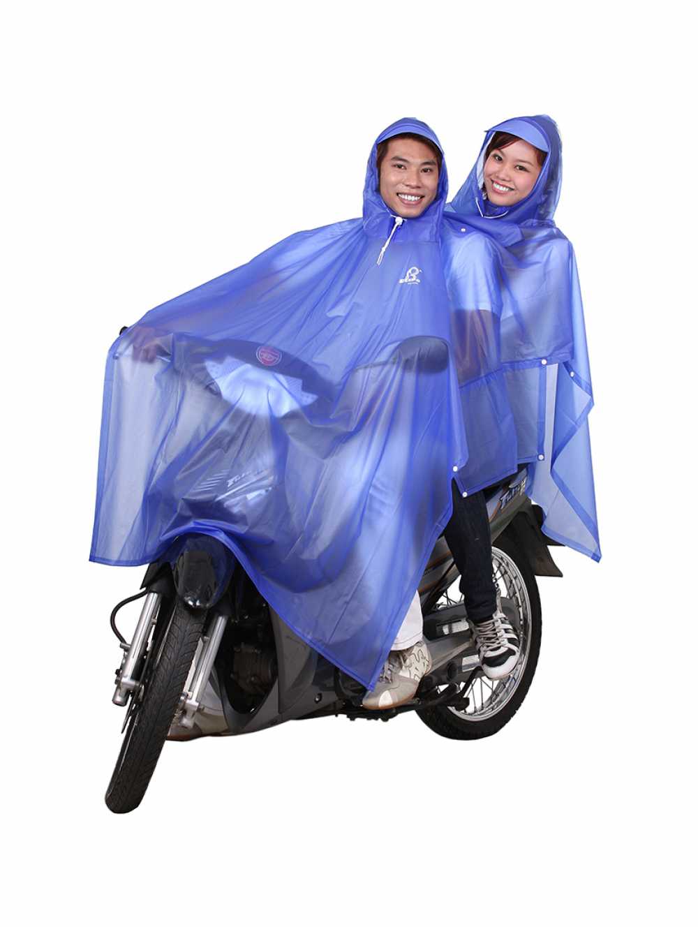ÁO MƯA 2 NÓN TRONG MÀU (Giao màu ngẫu nhiên)