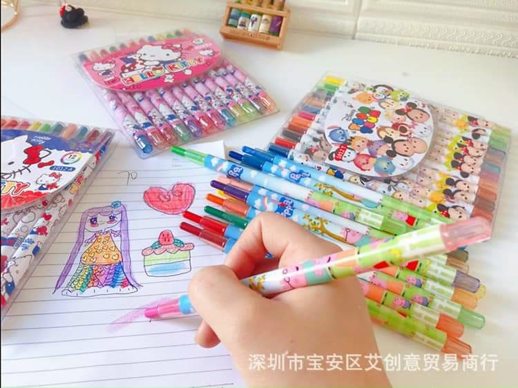 Sáp Vặn 12 Màu Dài Rolling Crayon 12 Màu (2525-12) ( Bé Trai, Bé Gái )