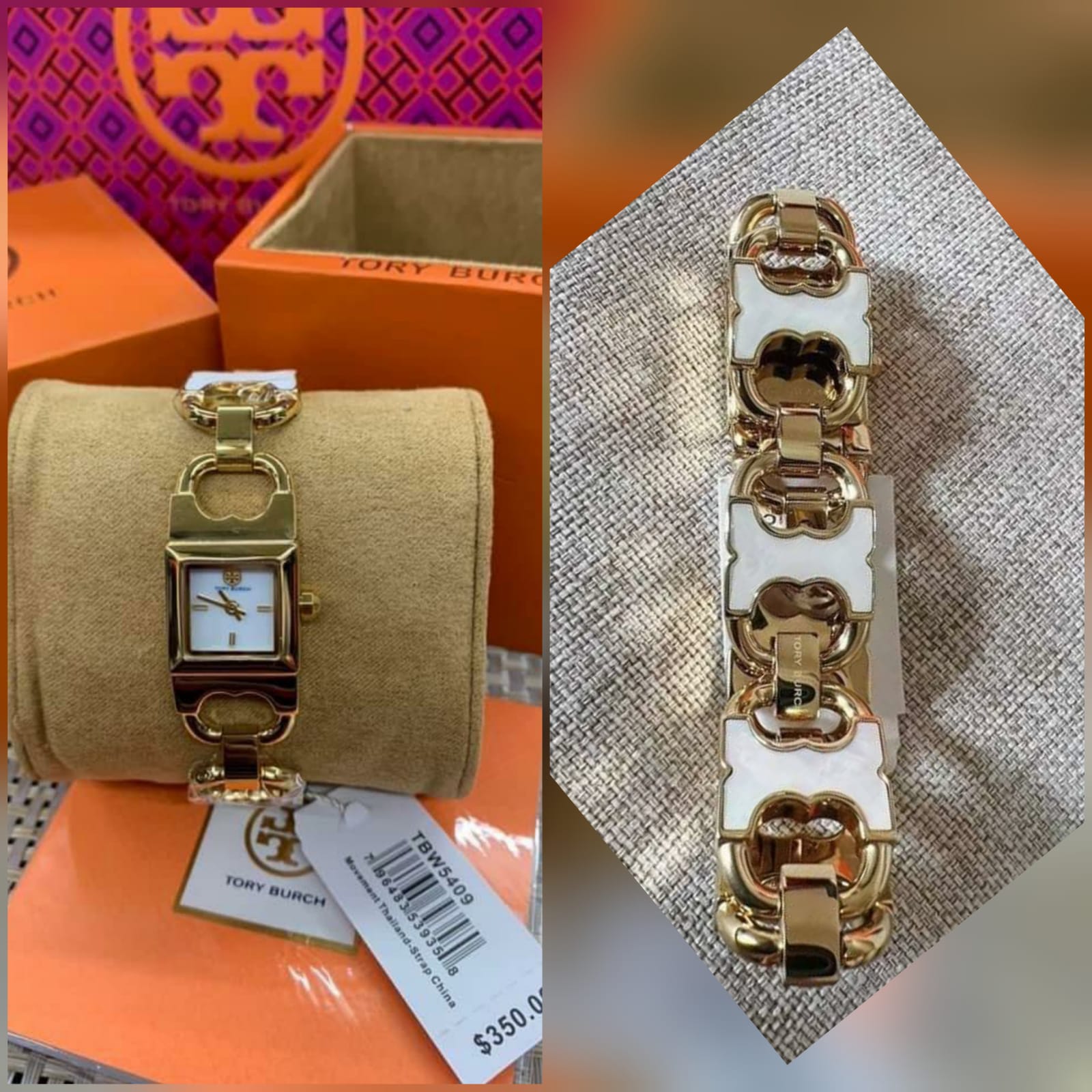 Tory Burch TBW5409 Double T-Link Gold Stainless Steel Link Strap Women's  Watch